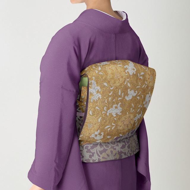 袋帯 雅優唐花 (紫)