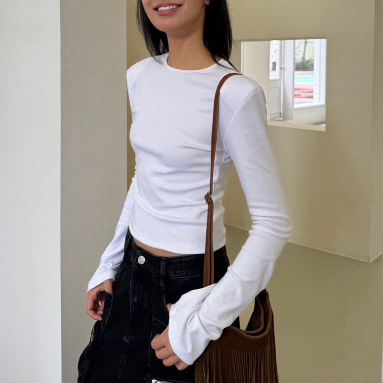 Long Sleeve Cropped T-shirt 01236