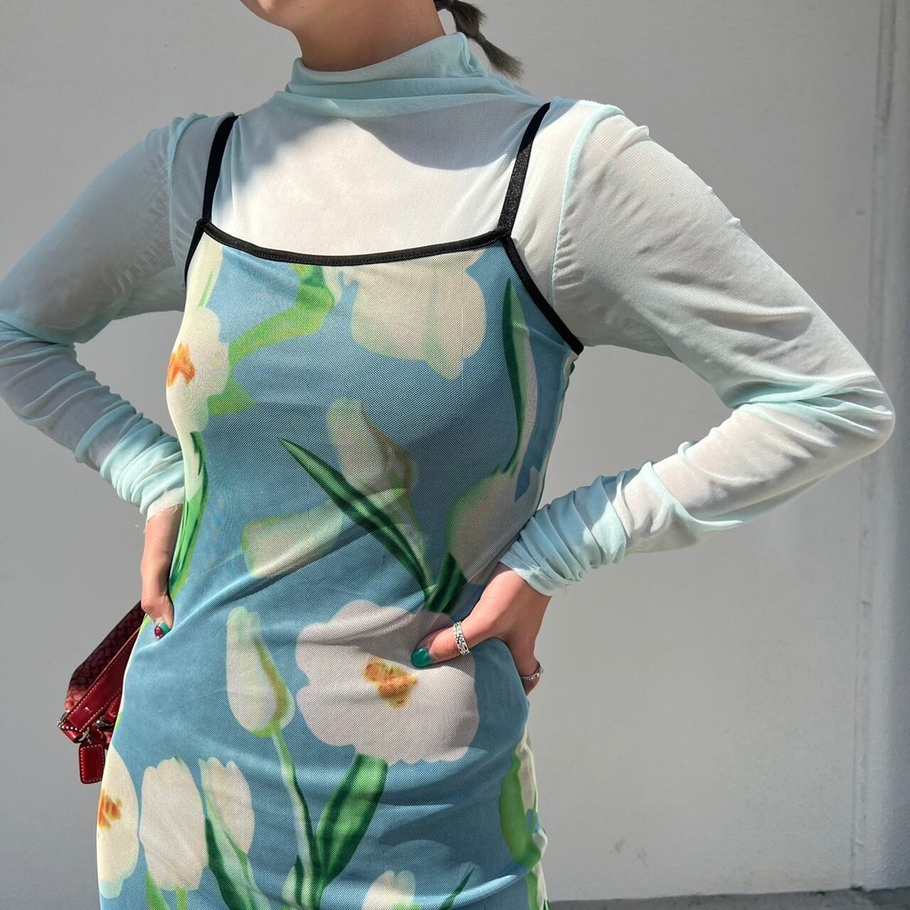 sheer flower race dress_LN01201