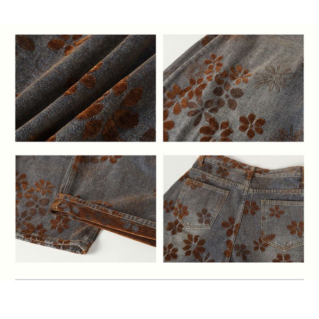 フラワーパターンアートシルエットパンツ 1col   R01653