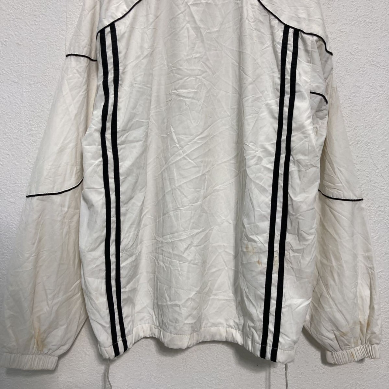 adidas ナイロンジャケット XL ホワイト ブラック アディダス ジップ 