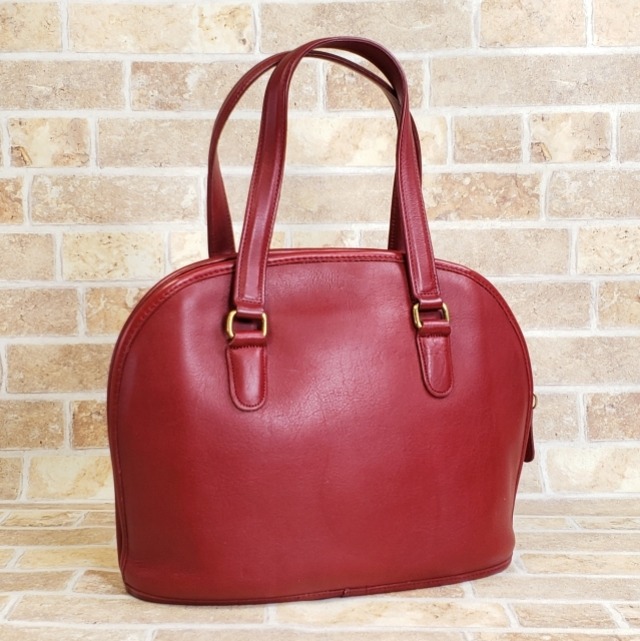 オールドコーチ ☆ USA製 レザー ボストンバッグ レッド 自立OK COACH 