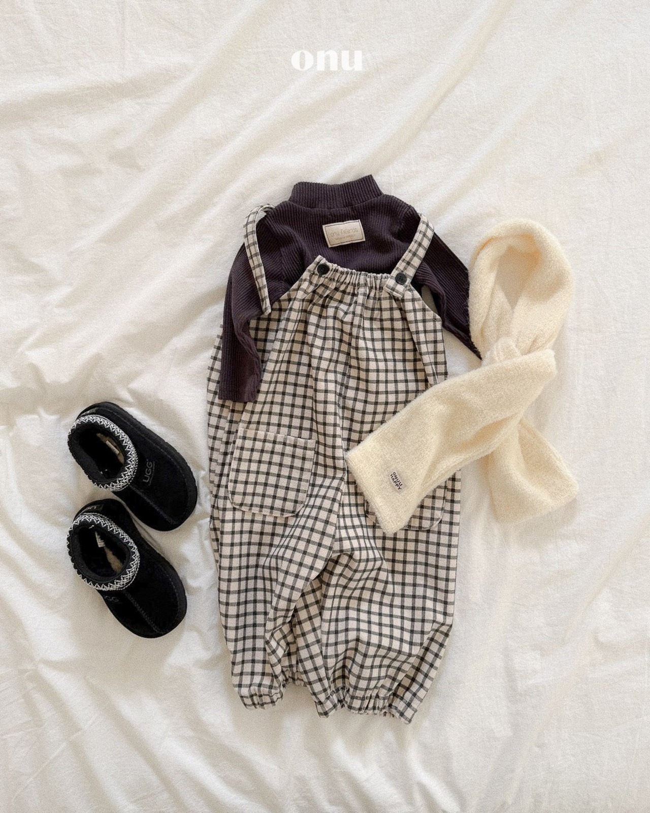 ONU［取寄］check shirring overalls 26winter
