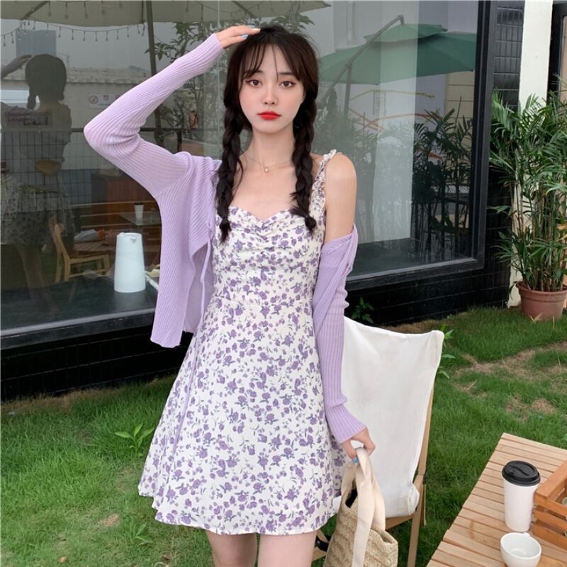 サマーウェスト薄手スタイルフローラルドレス スカート 大人ガーリー スウィート キュート カジュアル 夏物 花柄 YY-ファッション26335180383