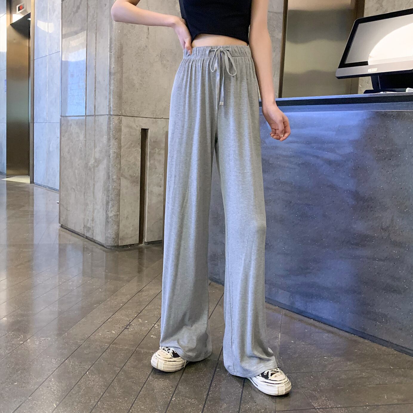 ウェストカジュアルパンツ サマースタイルルーズギャザー 夏物 6Du_Shop_Women10803637292