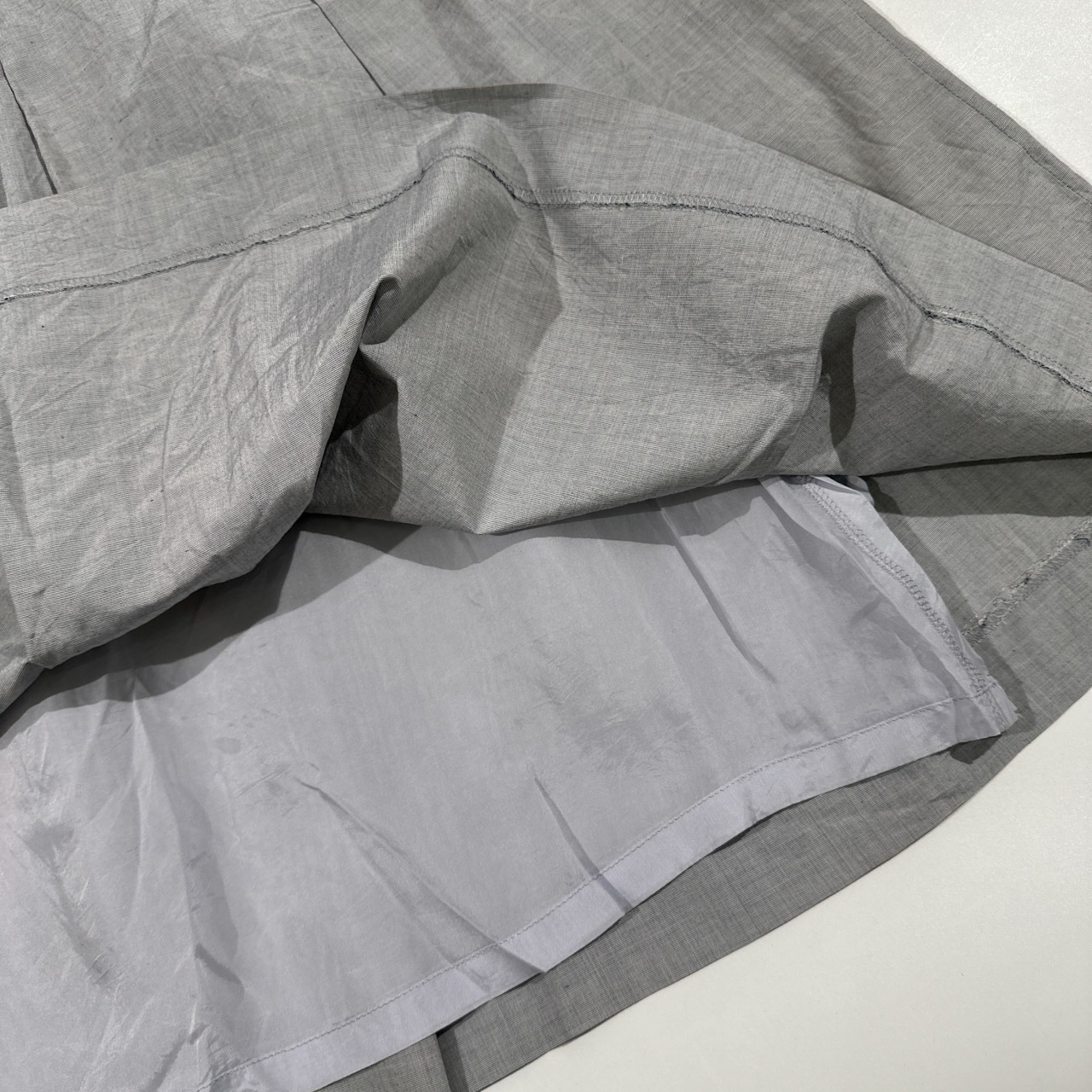 DAKS ダックス 綿&麻 フレアスカート 38/グレー/プリーツ