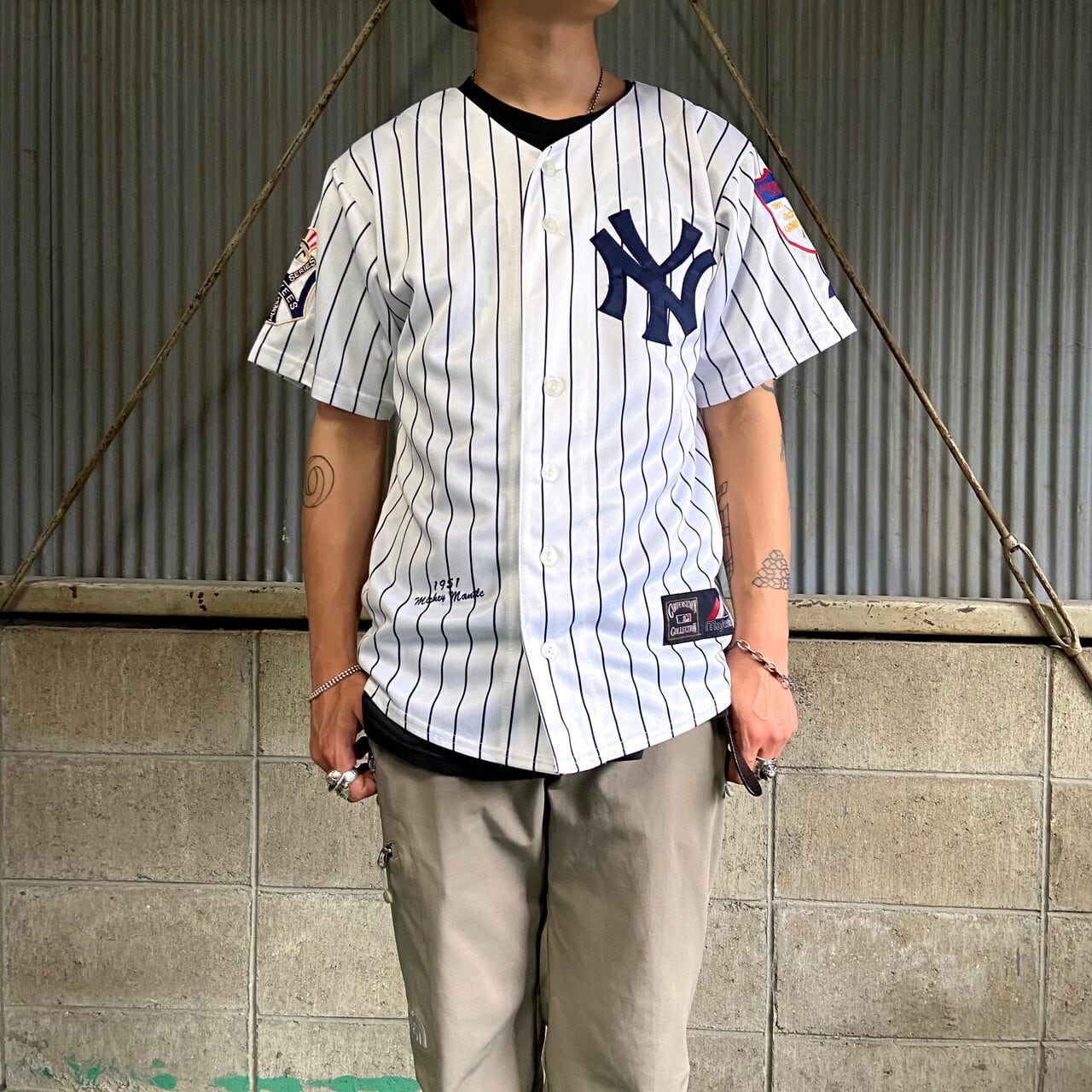 【レア未使用品3XL☆US輸入】MLB ヤンキース 両面刺繍ベースボールシャツ