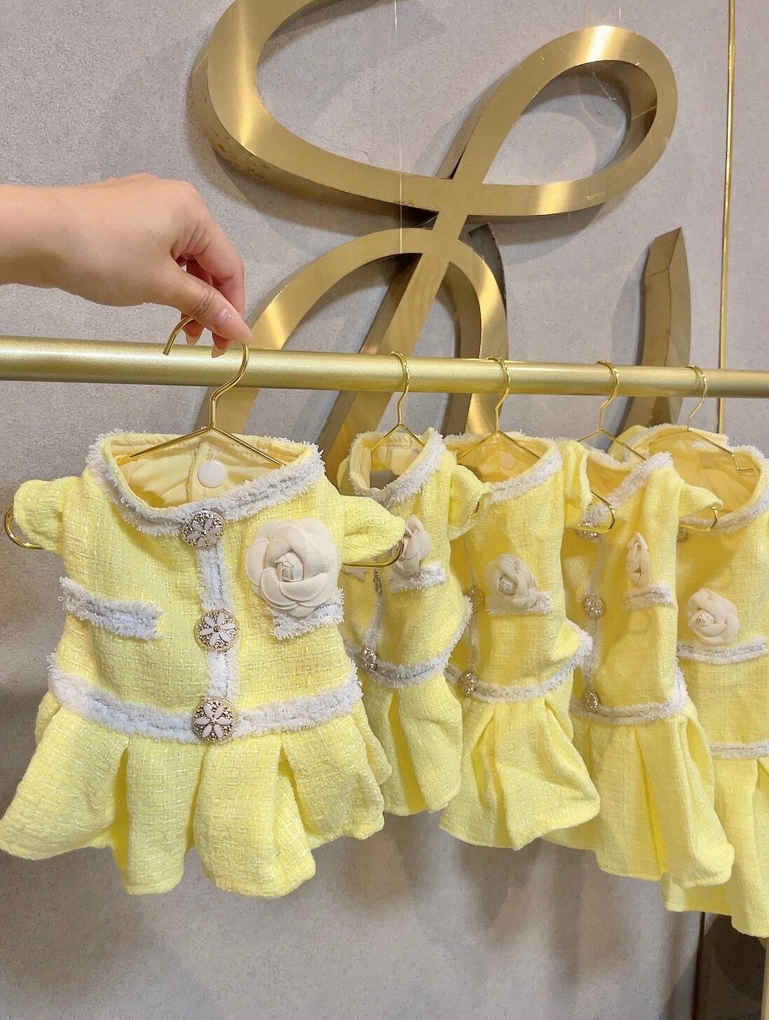 プリントフリルミニワンピース YELLOW セール】 【親子でお揃い/S-Mサイズ】フラワープリント ワンピース