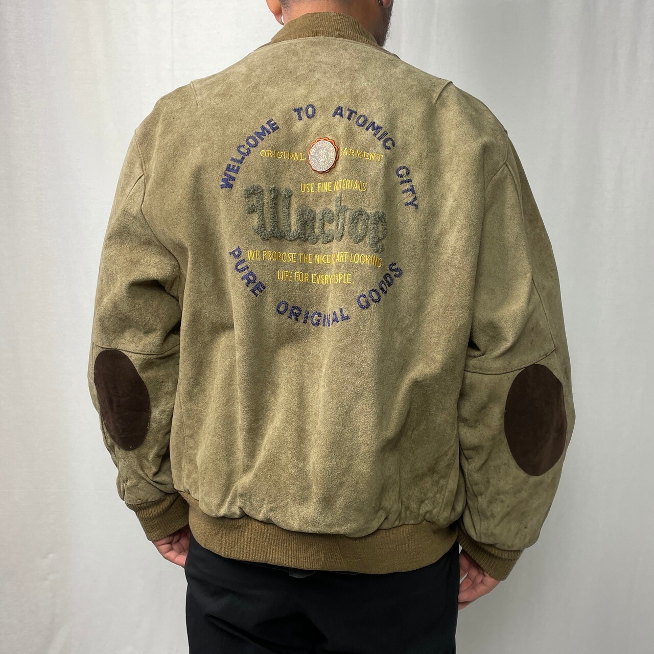80〜90年代 WELCOME TO ATOMIC CITY レザーブルゾン スポーツ 