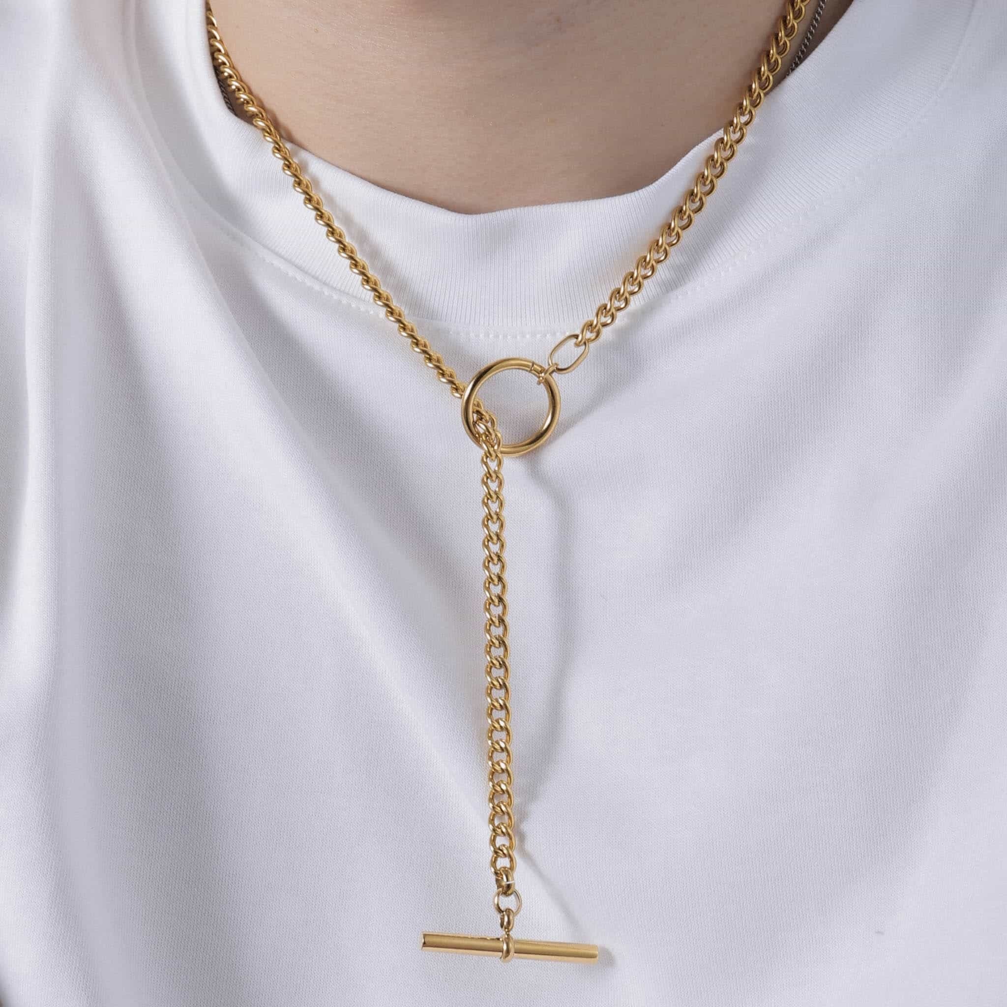 long T-bar necklace (gold) #n68 | garcia