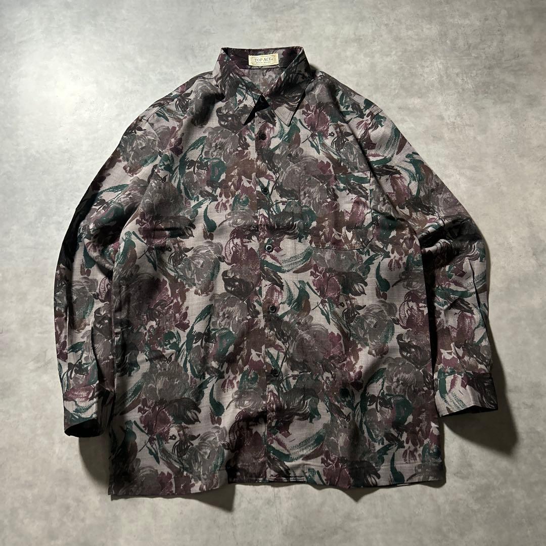 ヴィンテージ 花柄 ペンキ モード アートパターン デザイン レトロ シャツ
