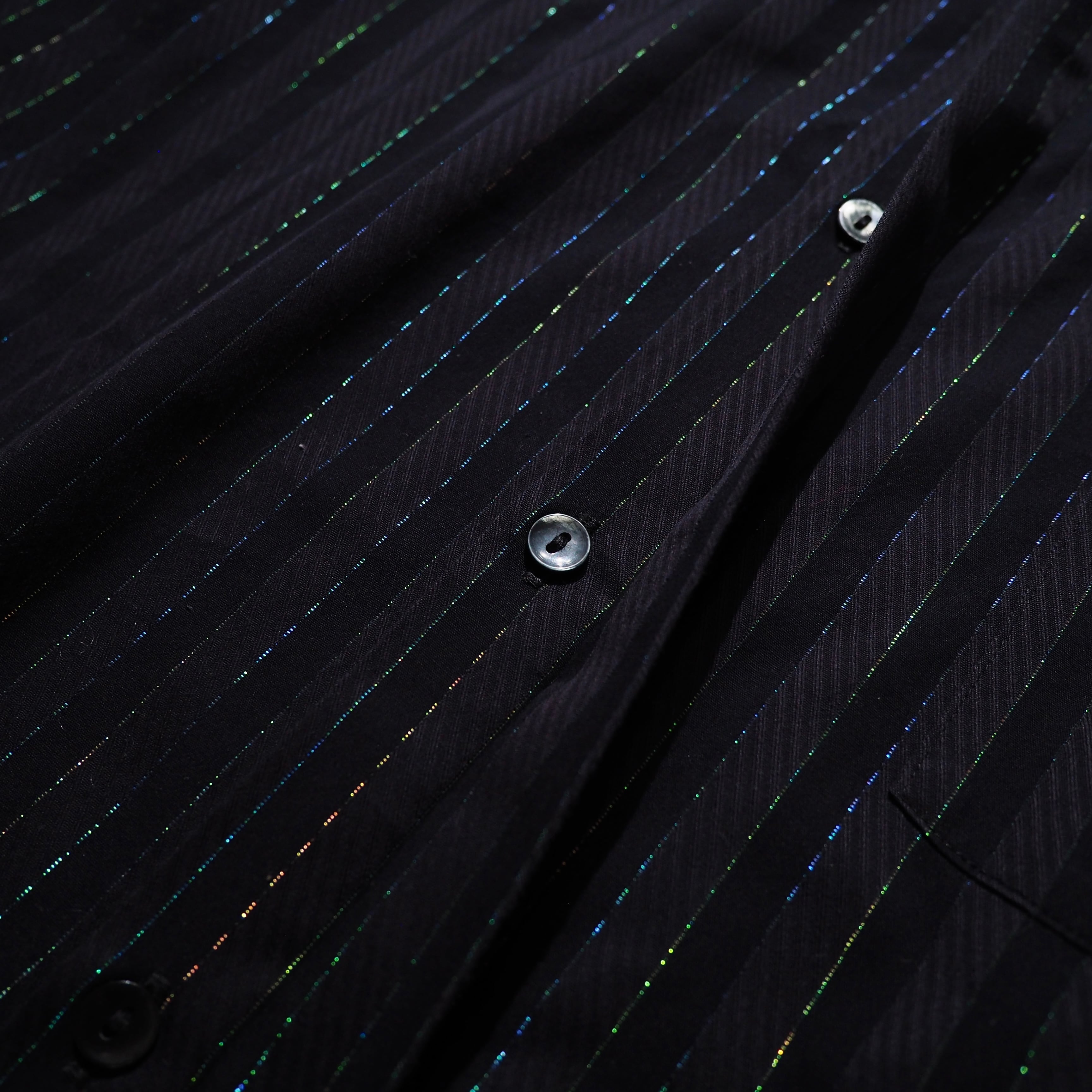 Beautiful Lame line Embroidery Black stripe Dress Shirt