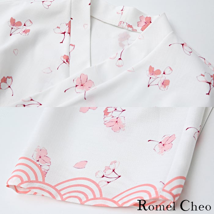 RomelCheo 桜柄 羽織り 和装 カーディガン モダン 普段着 和風 ピンク