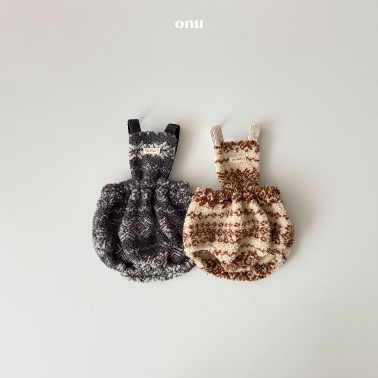 【即納】【ONU】ボアジャガードブルマロンパース グレー 12M（約80cm）2025 WINTER 韓国子供服 - 2