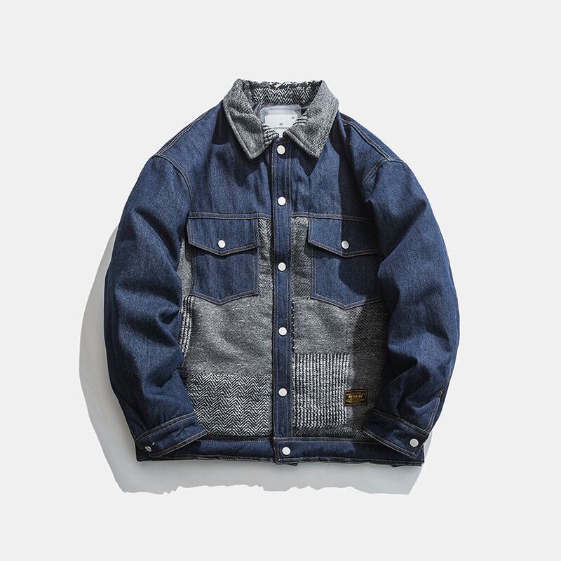 【新作】【送料無料】 Road Vintage Winter Youth Warm Cotton Loose Lapel Side Seam Pocket Denim Single-breasted Cotton Jacket-Alibaba コットン ウィンター 冬物 ビンテージ hip6-161164897917856