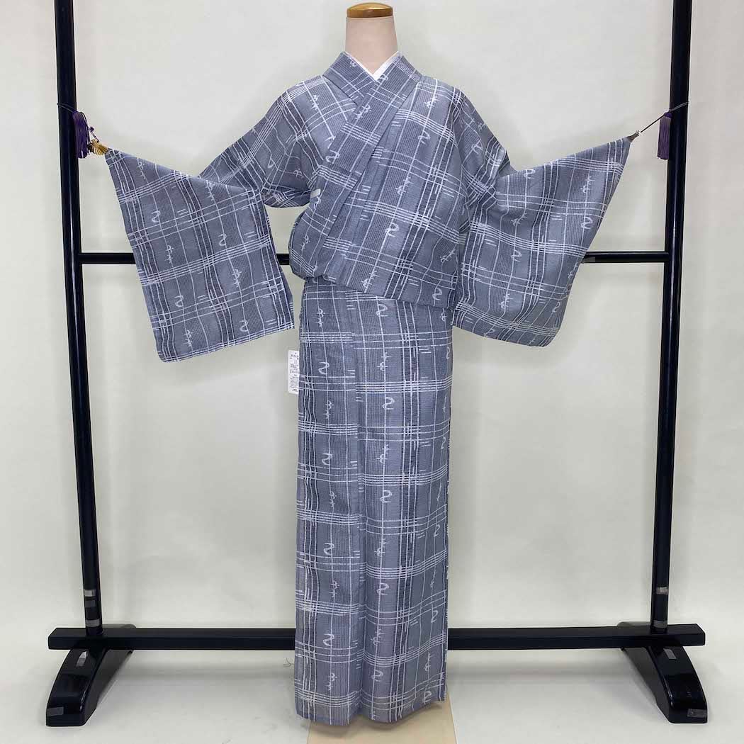 新品 小紋 絽 夏用 夏物 市松模様 花柄 お洒落着 普段着 ポリエステル 裄66cm 身丈160cm 洗える着物 M サイズ 1372 |  中古着物・リサイクル着物から新品着物の通販ショップ｜【公式サイト】祥美苑 powered by BASE