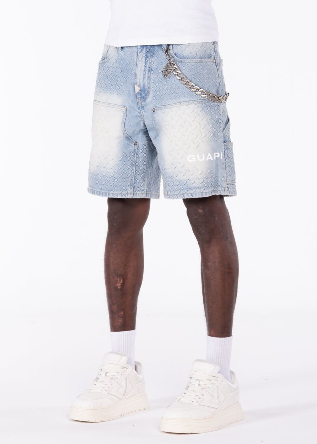 GUAPI / aqua blue steel plate carpenter shorts
