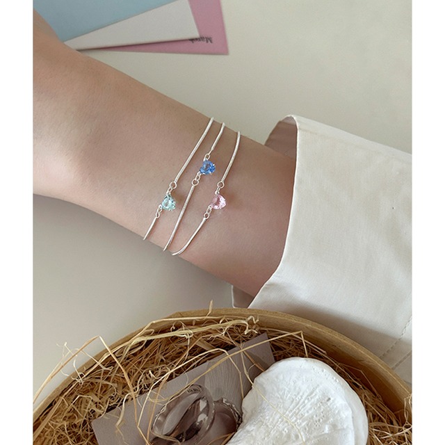 Erbanシルバー彩色ジルコンブレスレット 7s