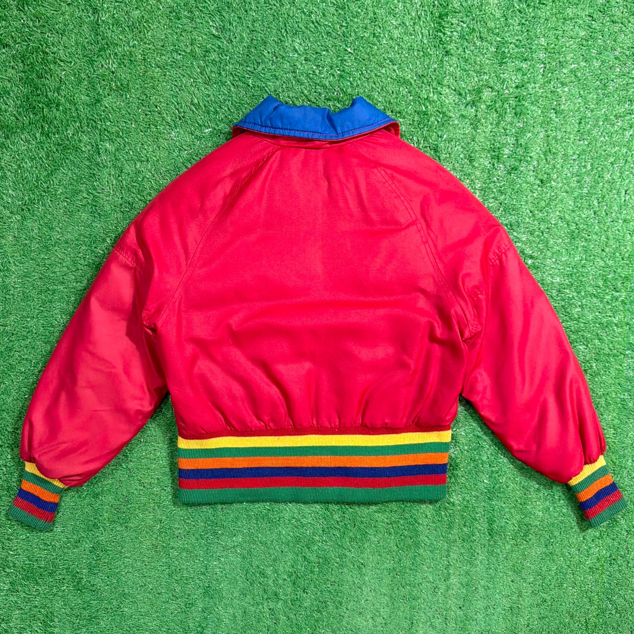 Lady's】 80s レッド ブルー カラフル 中綿 スキー ジャケット / 古着