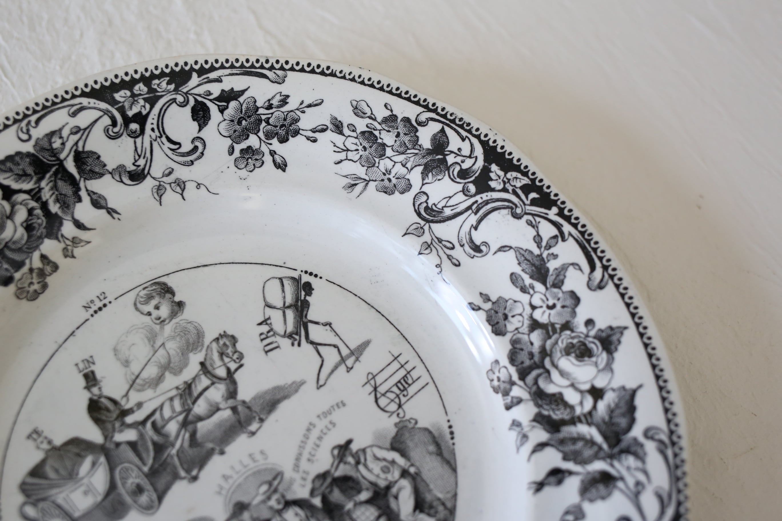 フランス アンティーク クレイユモントロー グリザイユ デザート