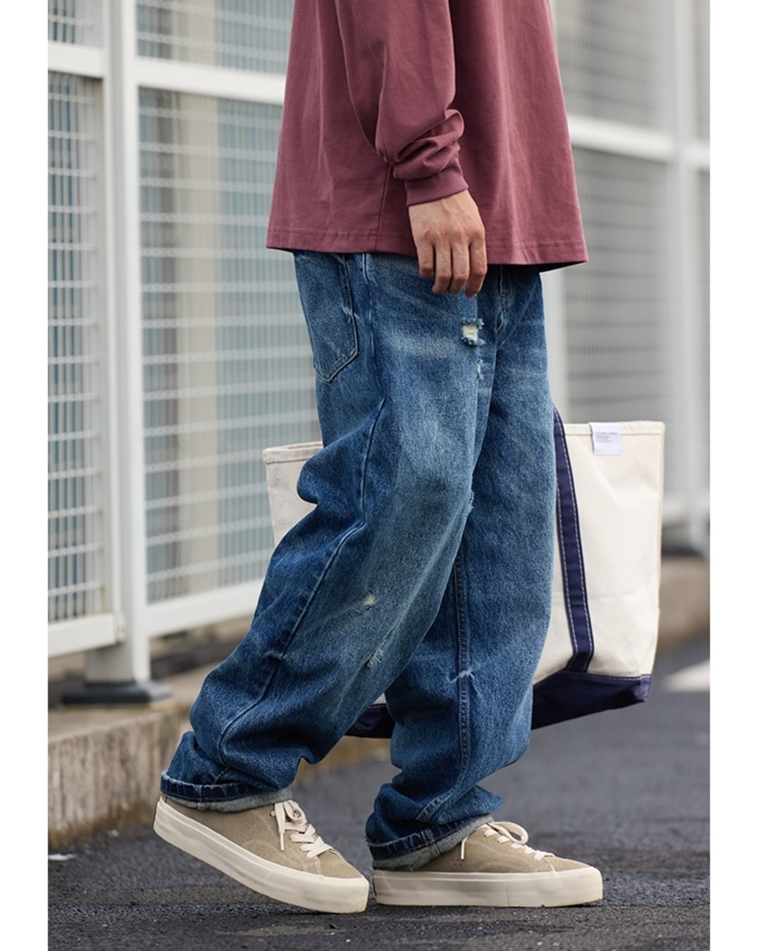 Damage Wide Leg Denim Pants x00713 | XPOSE