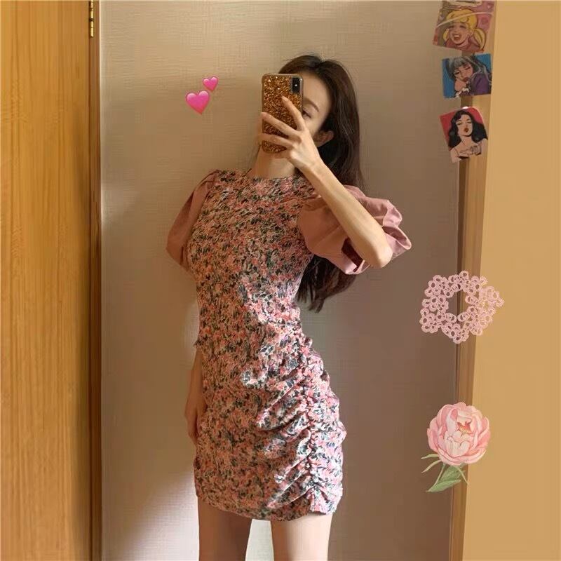 ピンク花柄ワンピース G114CON0034