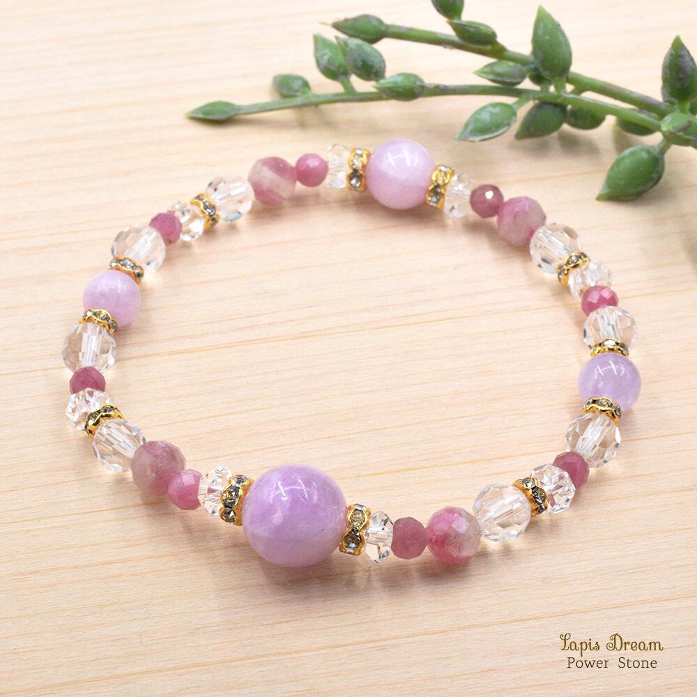 恋と優しさを引き寄せるお守り | クンツァイトとピンクトルマリンのパワーストーン ブレスレット