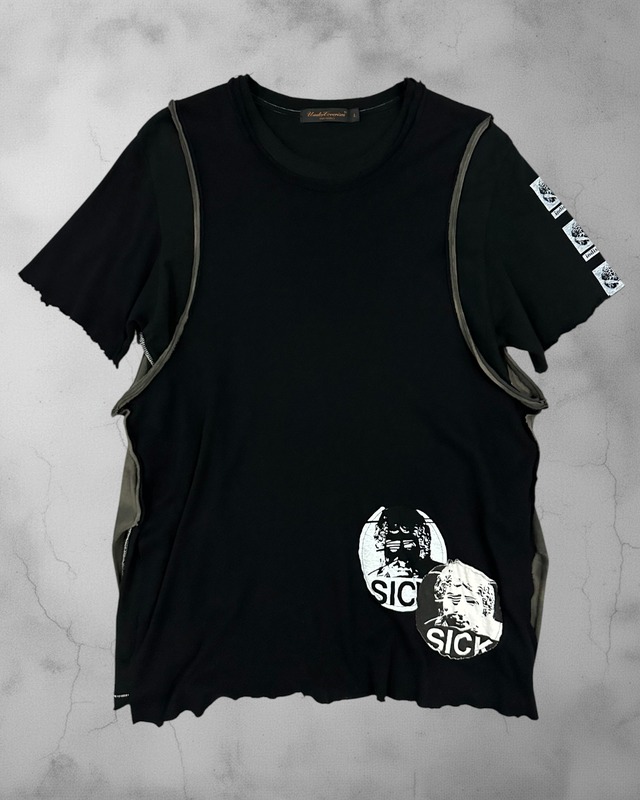 UNDERCOVER "but beautiful" SICK Patch Multi-Layered Reconstructed Tee Size:L