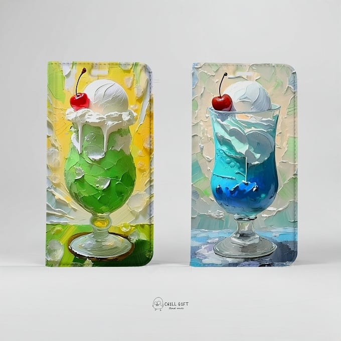 手のひらの中の絵画展~クリームソーダ~ 選べる帯なしorあり 手帳型スマホケース・カバー iPhone Android 多機種対応