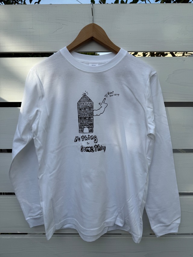 Nothing to Something White ロングTシャツ (Black Ink) サイズS