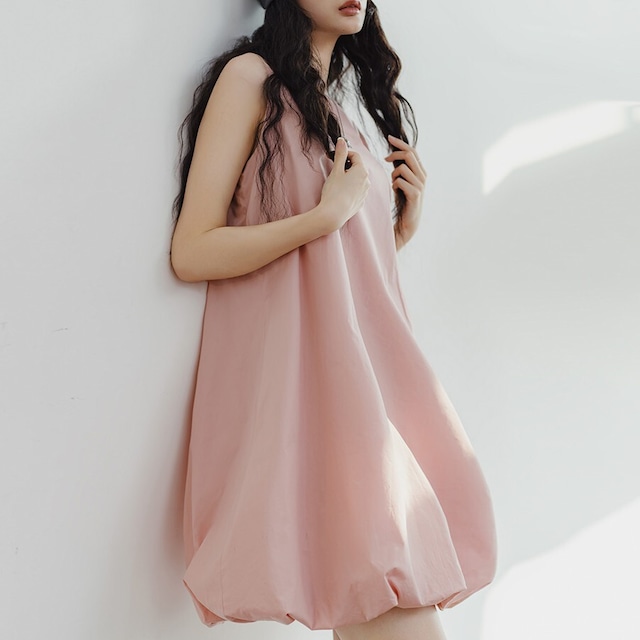 Sleeveless Pink Pod Dress / ノースリーブ ピンク ポッド ワンピース