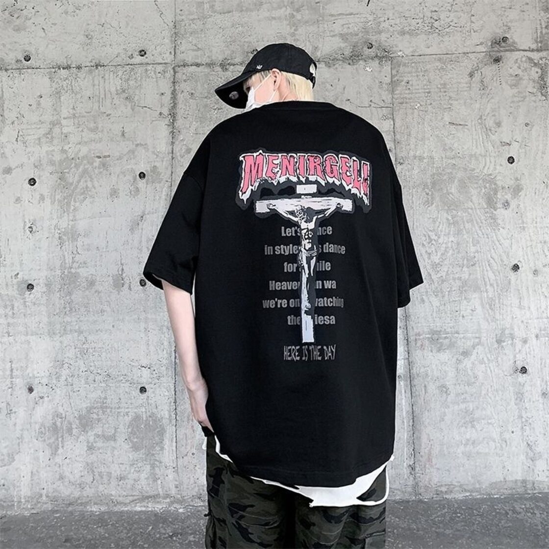 メンズ Tシャツ 十字架 キリスト バックプリント柄 カジュアル｜天使と 