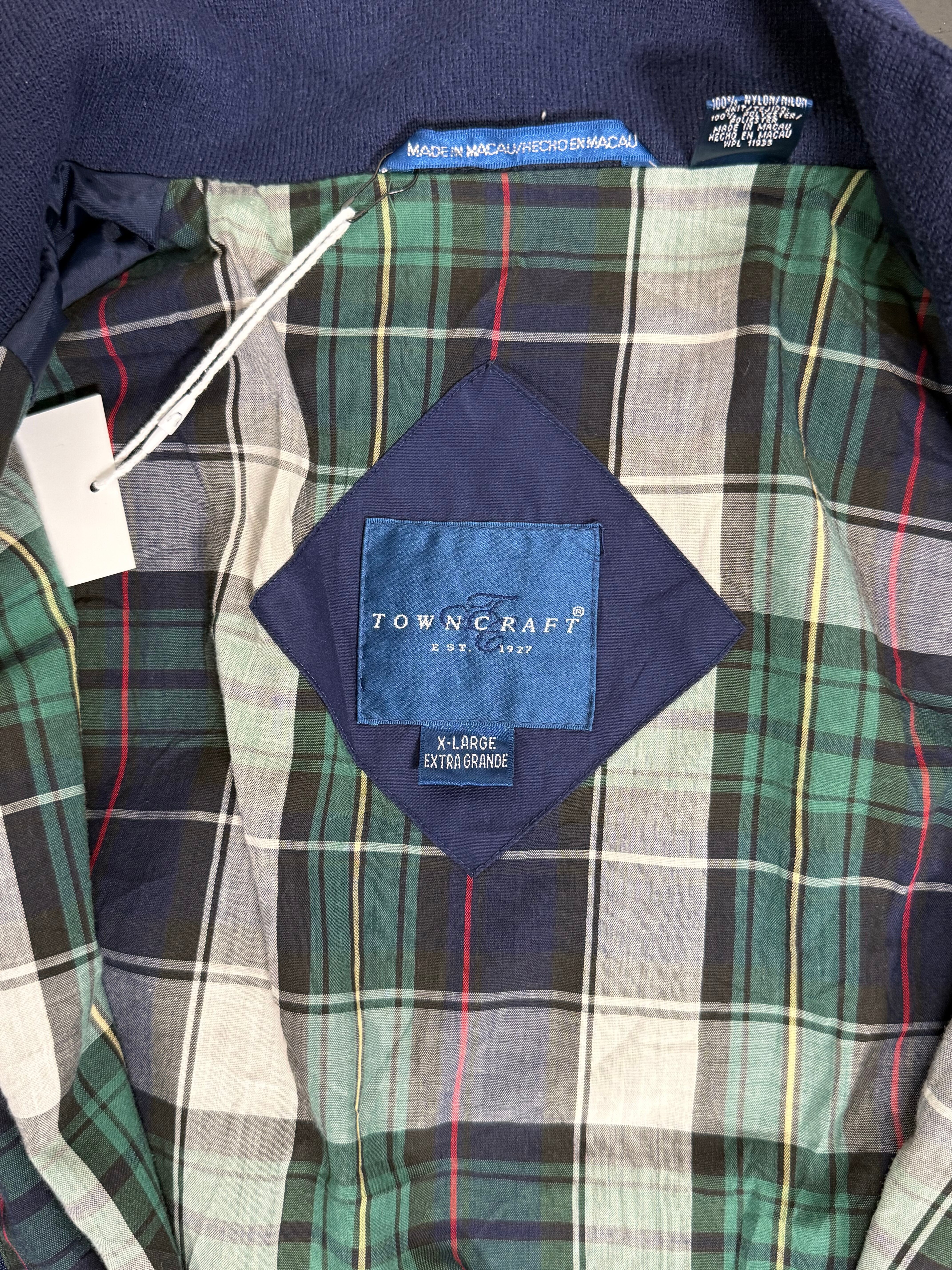 90's Towncraft Nylon Swing Top Jacket Navy Plaid Lining XL