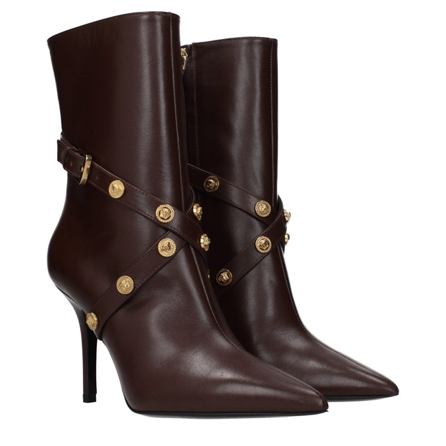 【新品】VERSACE ヴェルサーチェ レディース アンクルブーツ レザー ブラウン 10094161A020871ND8V