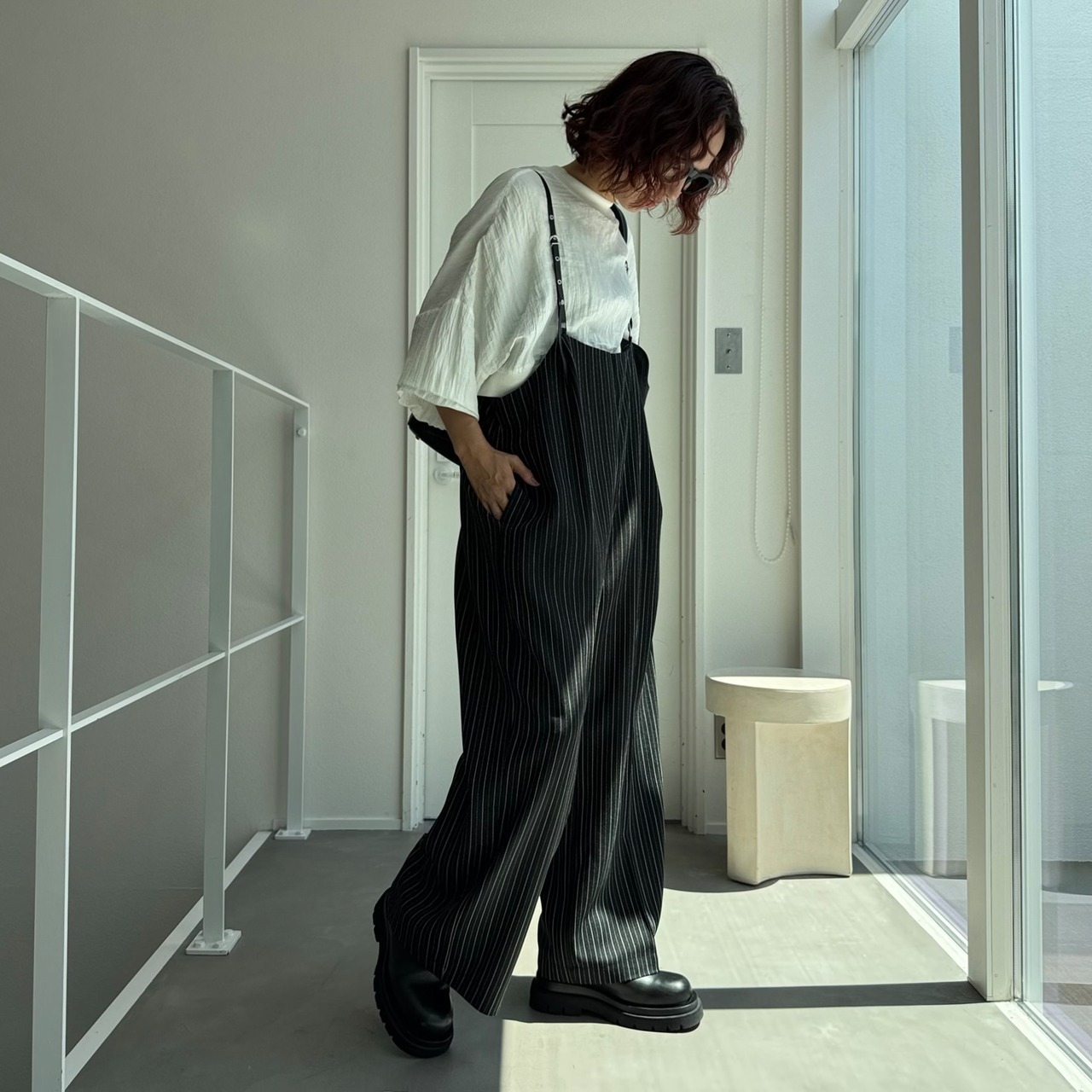 ピンストライプサスペンダーPT/ブラック