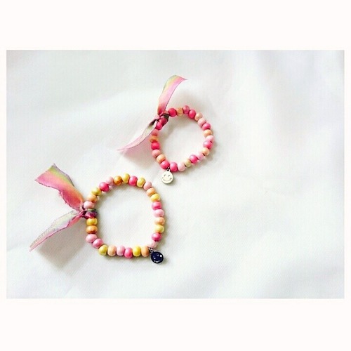 【親子リンクブレスレット】for mama&kids wood beads bracelet