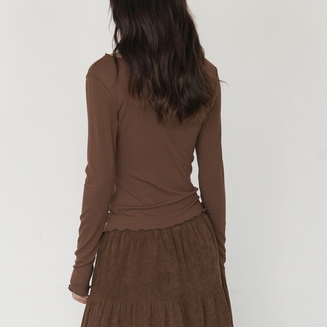 mellow frill v-neck tops L0087