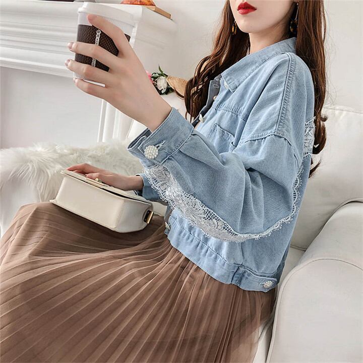クオリティ保障 春 新作 sweet系 韓国 ファッション カジュアル 短いスタイル デニムジャケット