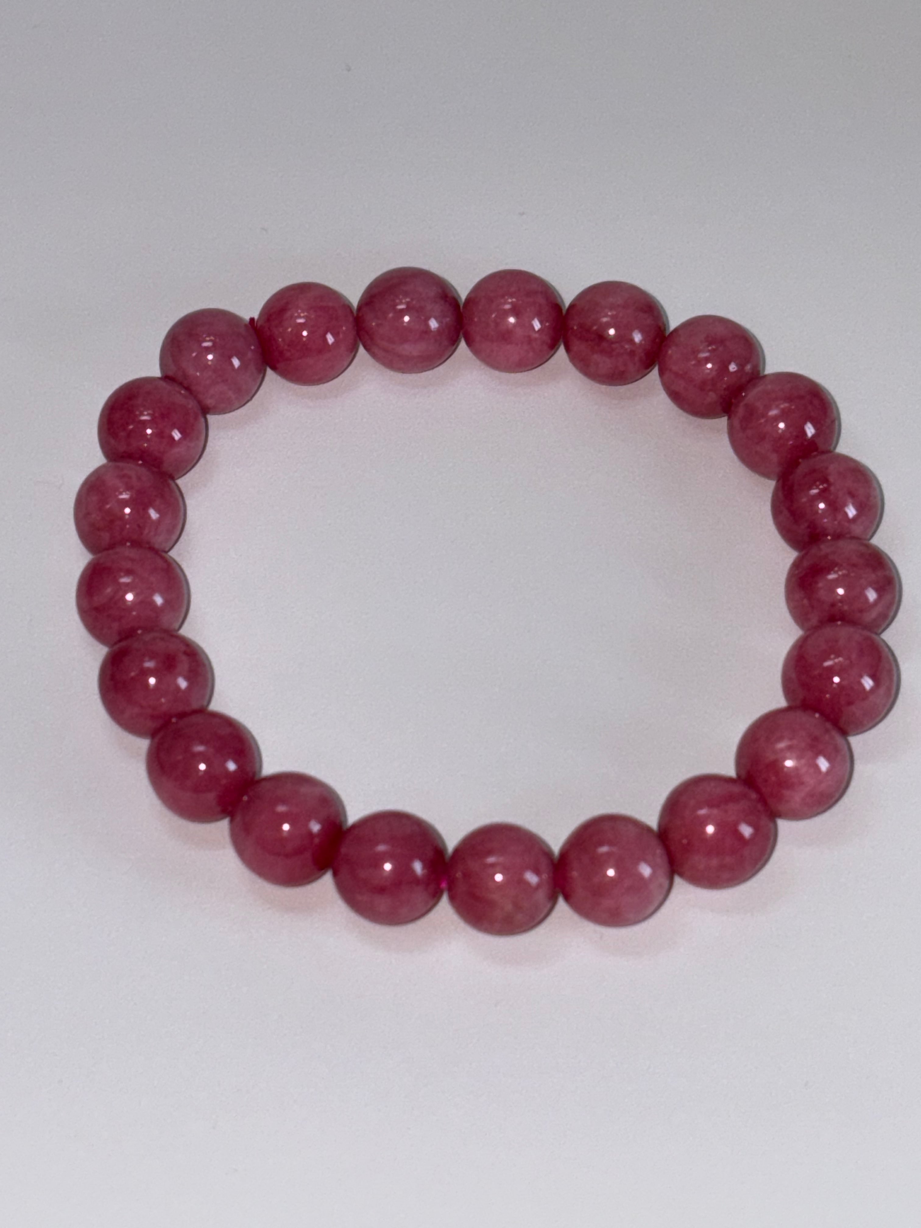 ロードナイト薔薇輝石（ばらきせき）アメリカ産 丸珠8.5㎜、内周15㎝