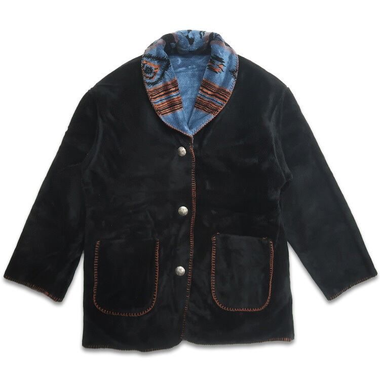 古着 coldwater creek リバーシブル フリースジャケット コート 総柄