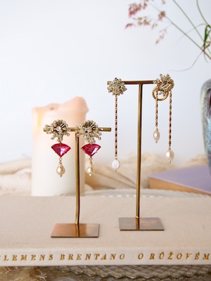 " Lily collage earrings "【 Le jardin secret 】