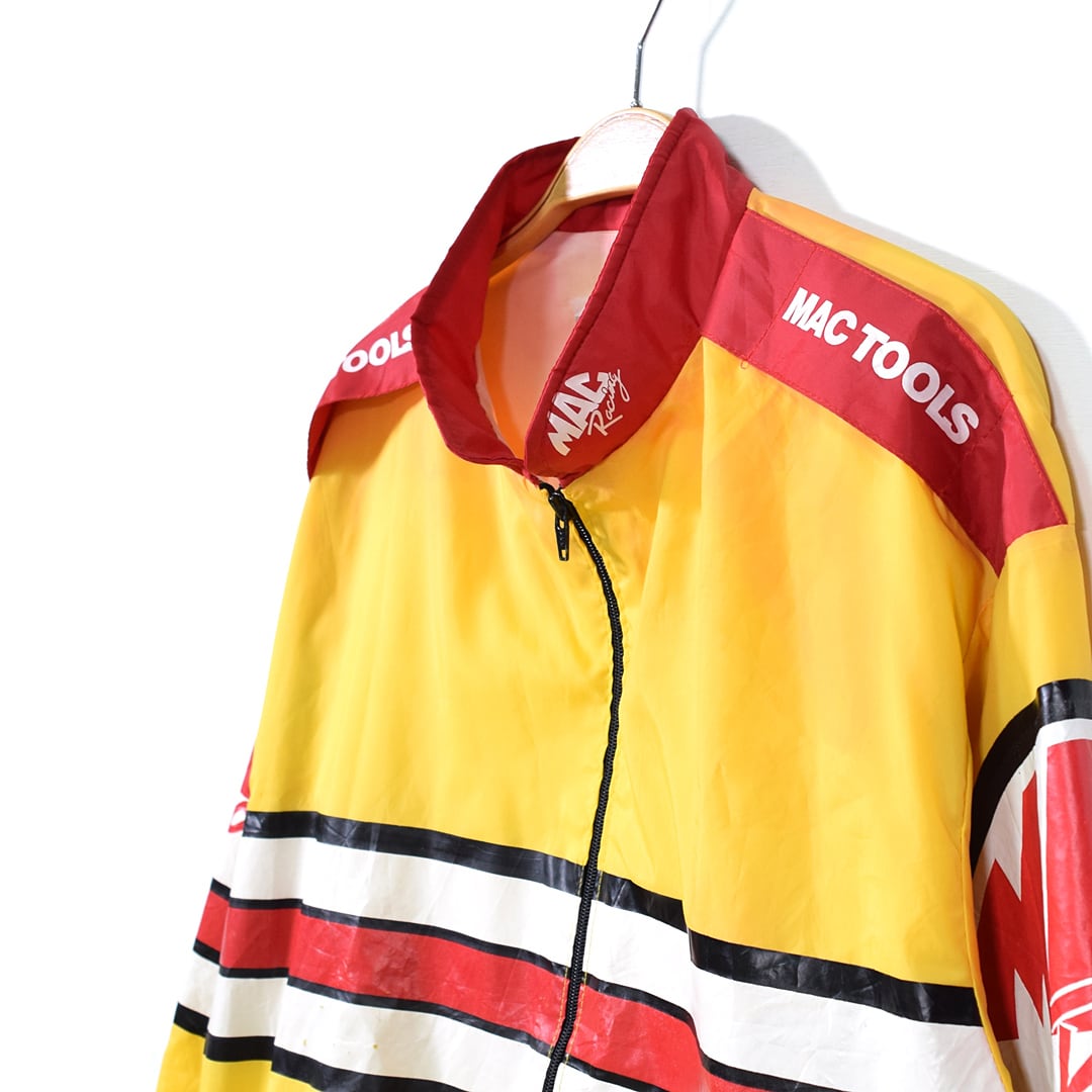 80s マックツールズ ヴィンテージ レーシングジャケット ナイロンジャケット 赤黄 ウインドブレーカー MAC TOOLS サイズL相当 古着  @DZ0389 | ヤング衣料店 powered by BASE