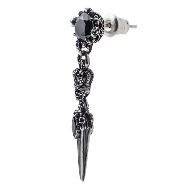 スカルクラウンダガーピアス　AKE0107　Skull Crown Dagger Earrings　 シルバーアクセサリー  Silver jewelry