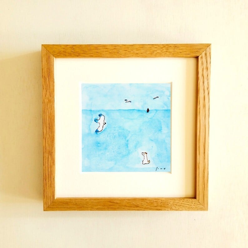 プルメリア 原画 ※木製額縁入り(2Lサイズ）花の絵・イラスト