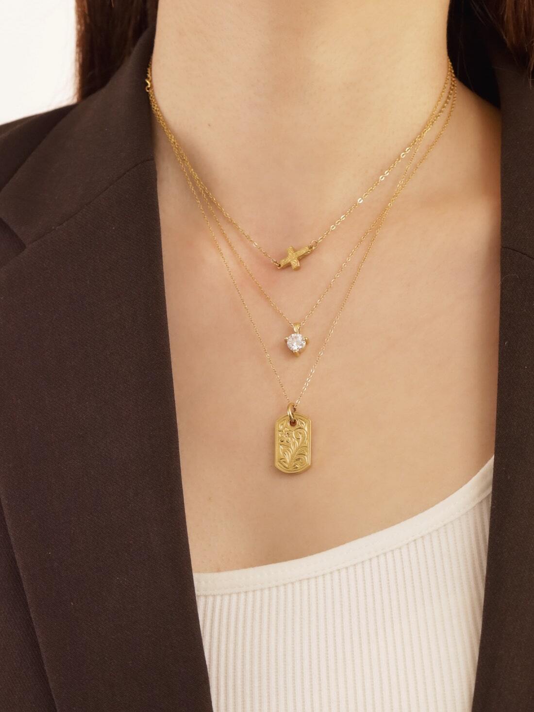 316L simple zirconia necklace #n83 | rani