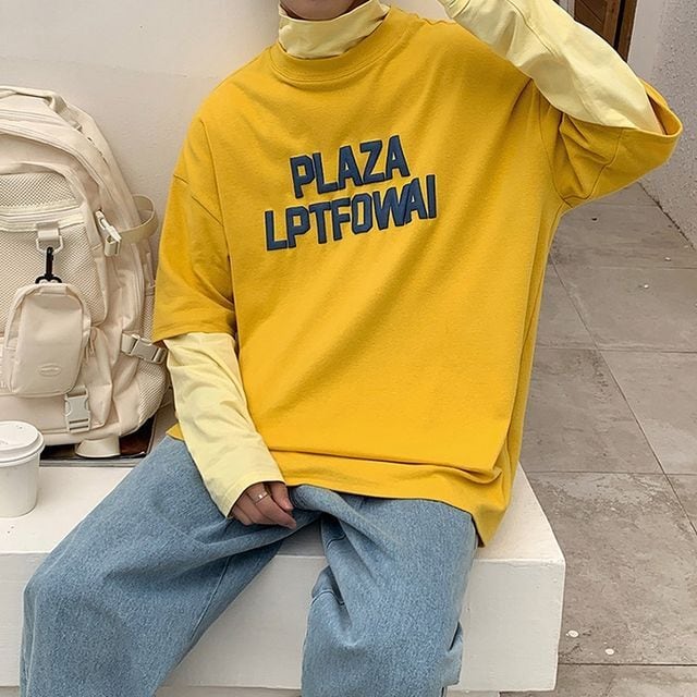 予約販売】ロンT トップス 長袖 メンズ Tシャツ レイヤード 重ね着