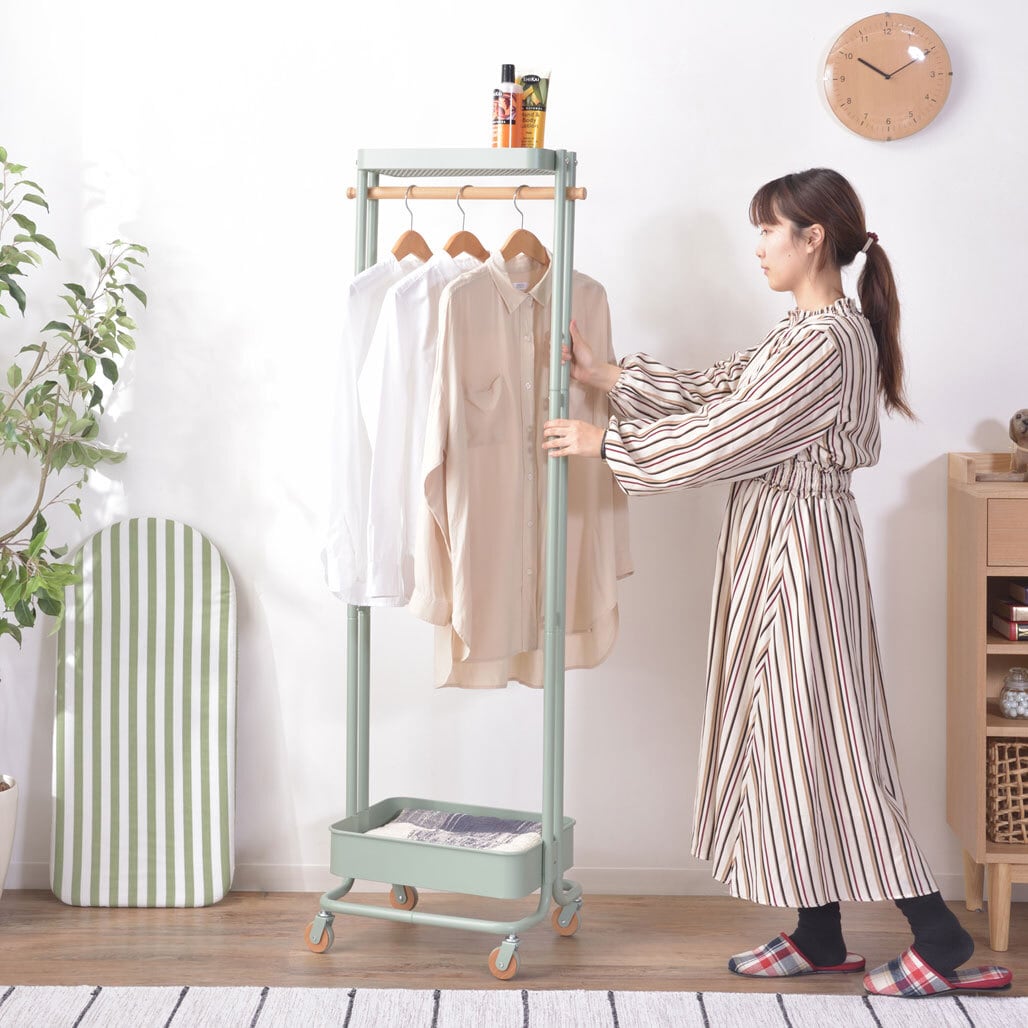 キャスター付きハンガーラック 北欧風 収納家具【Sylph／シルフ