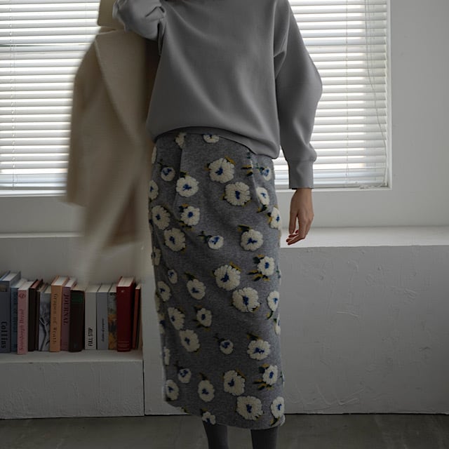 フラワーメルトンスカート(グレー) | LINKABLE 