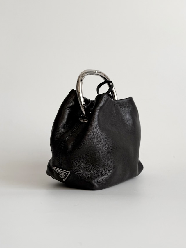 S2003 PRADA METAL HAND LEATHER BAG