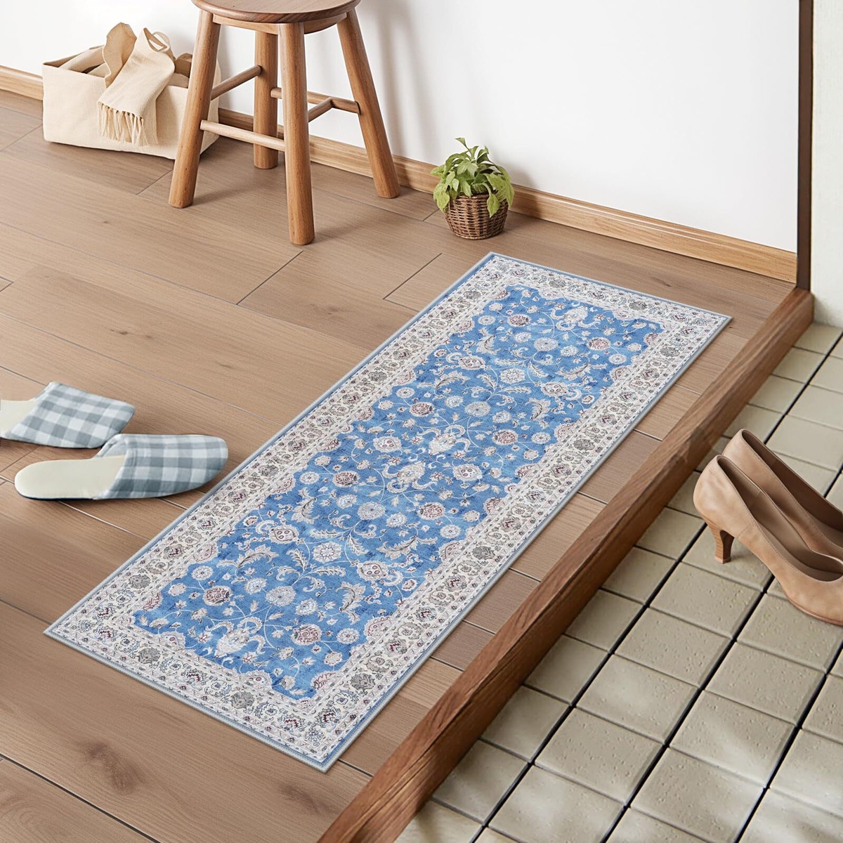 HAOCOO 玄関マット 室内 ペルシャ絨毯風 キッチンマット 洗える 滑り止め 45х120cm ラグマット 廊下敷き オールシーズン 耐 ...